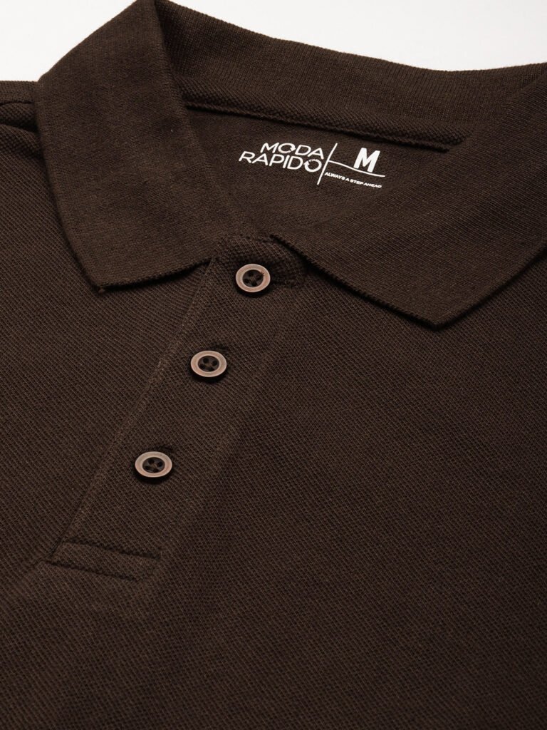 Coffee Brown Men Polo Collar T-shirt view 2