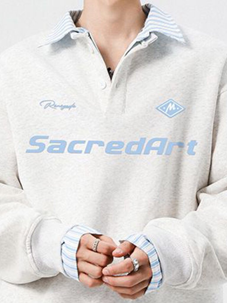 Grey Men Typography Printed Oversized Sweatshirt view 2