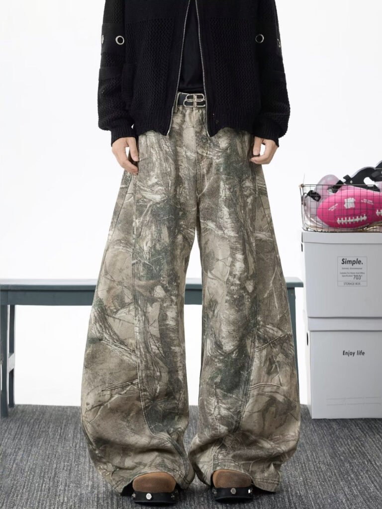 Multi Men Wide Leg Mid-Rise Printed Jeans