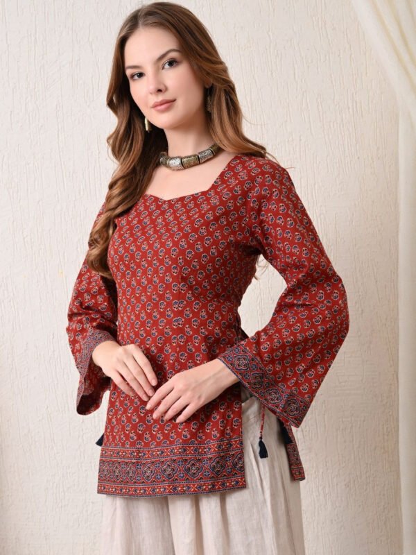 Red Print Ethnic Cotton Top