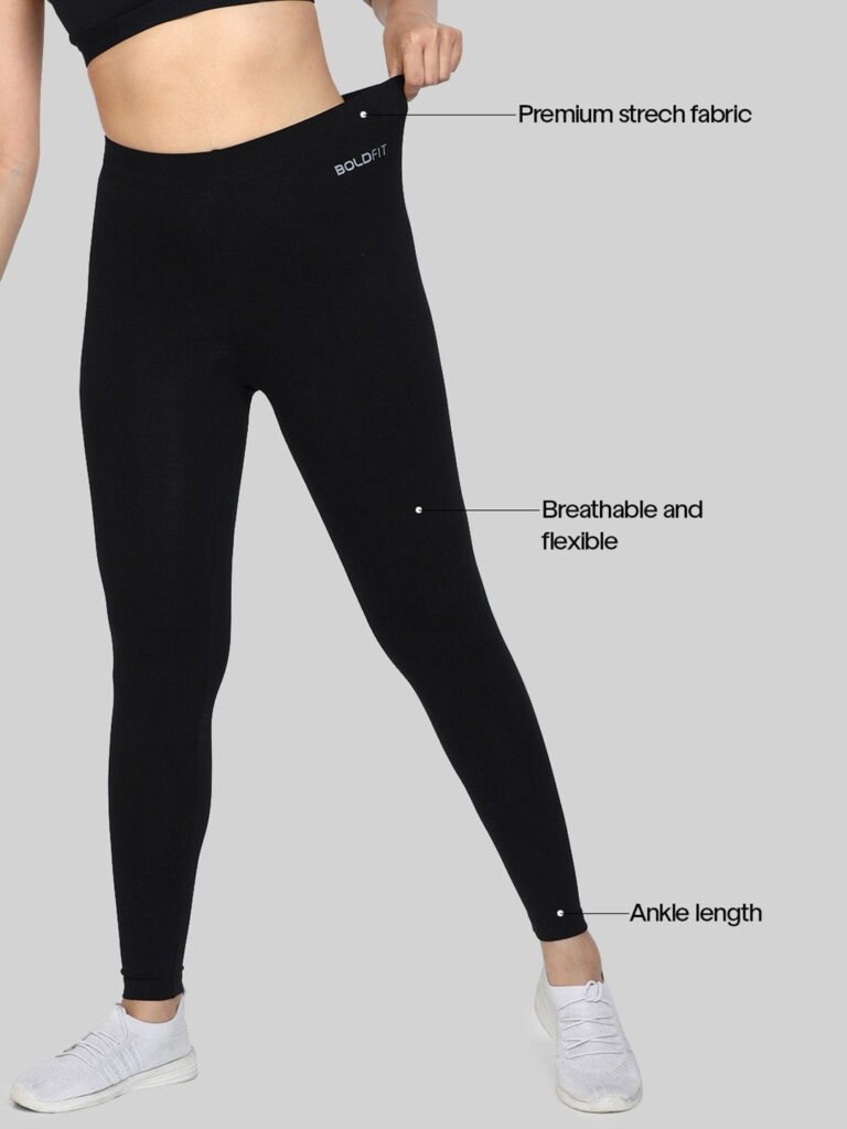 Black Women Cotton Ankle Length Stretchable Tights view 2