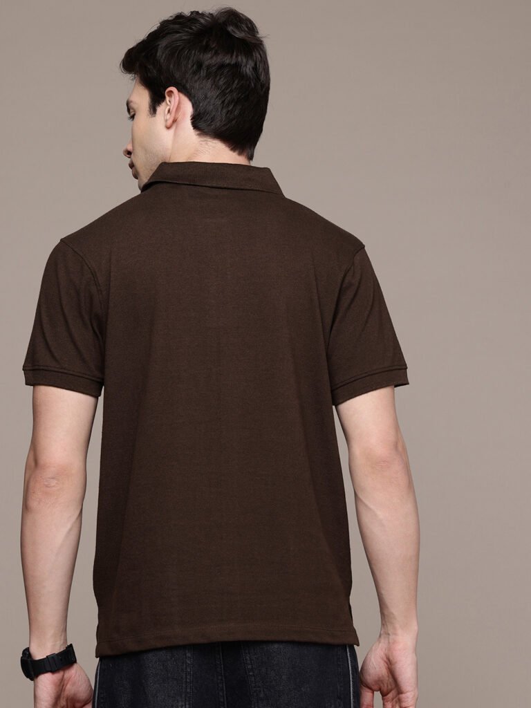 Coffee Brown Men Polo Collar T-shirt view 4