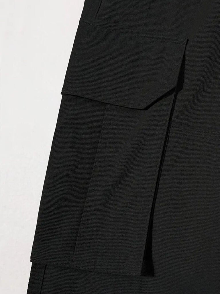 Black Men Classic Loose Fit Cargos Trousers view 4