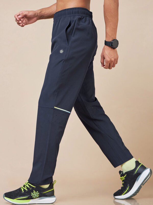 Navy Blue Men Train In Train Out Moisture Wicking Premium Trackpants