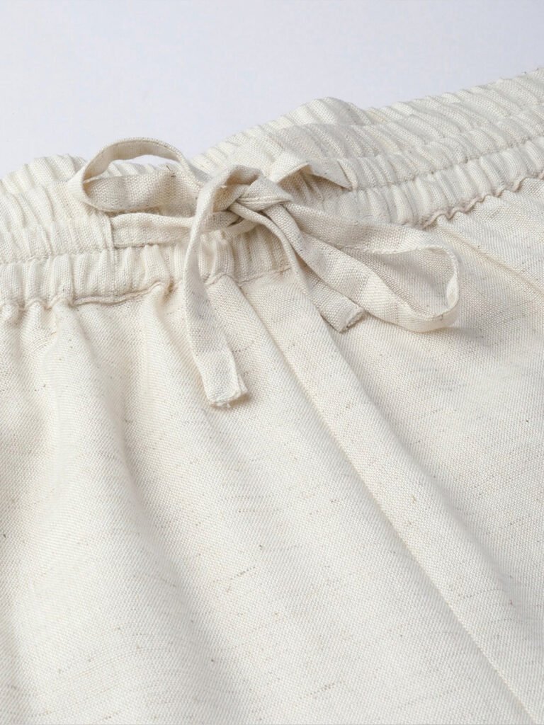 Off White Ethnic Motifs Self Design Straight Palazzos view 5