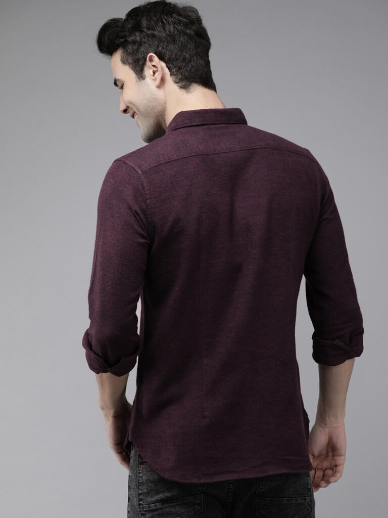 Men Purple Slim Fit Casual Shirt view 4