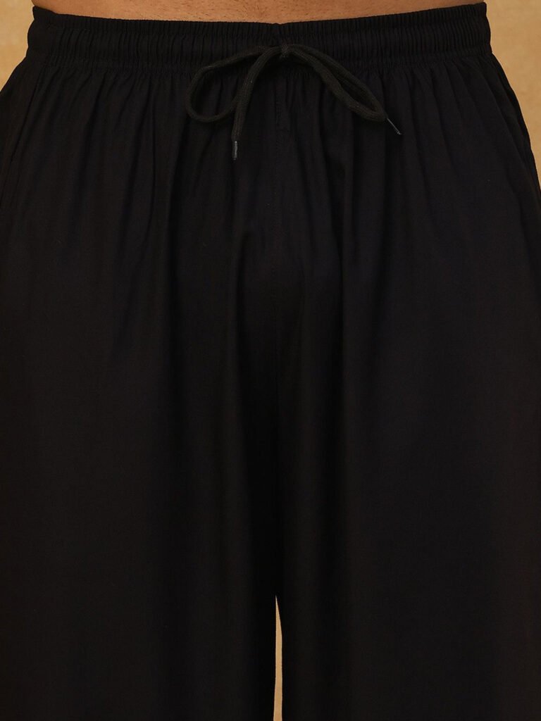 Black Animal Embroidered Chikankari Kurta With Korean Pants view 4
