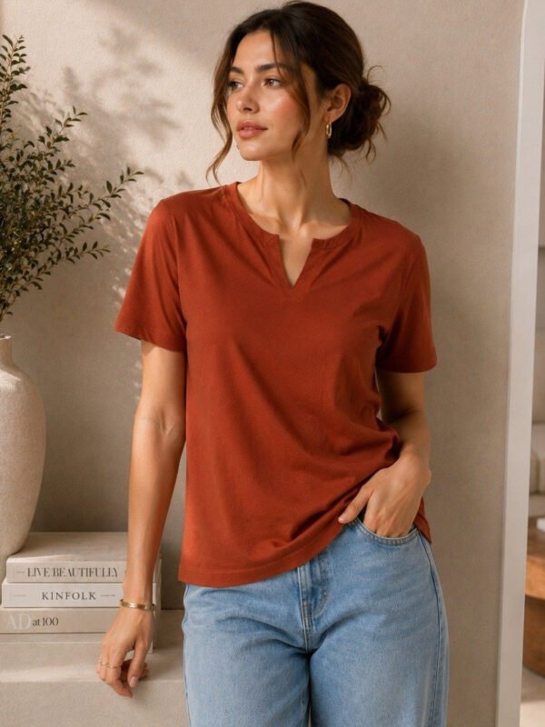 Rust Women V-Neck T-shirt