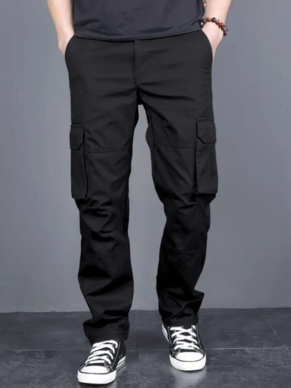 Black Men Classic Loose Fit Cargos Trousers