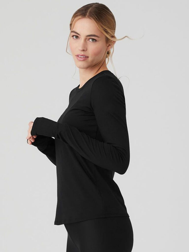 Black Women Solid Round Neck Cotton T-shirt view 3