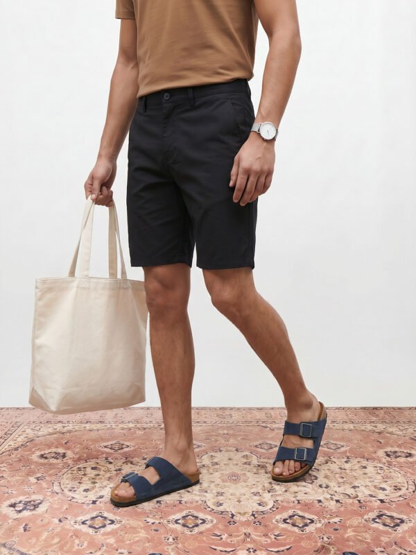 Black Men Pure Cotton Chino Shorts