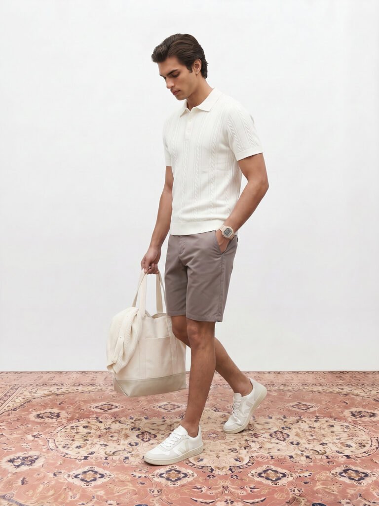 Taupe Men Pure Cotton Chino Shorts view 3