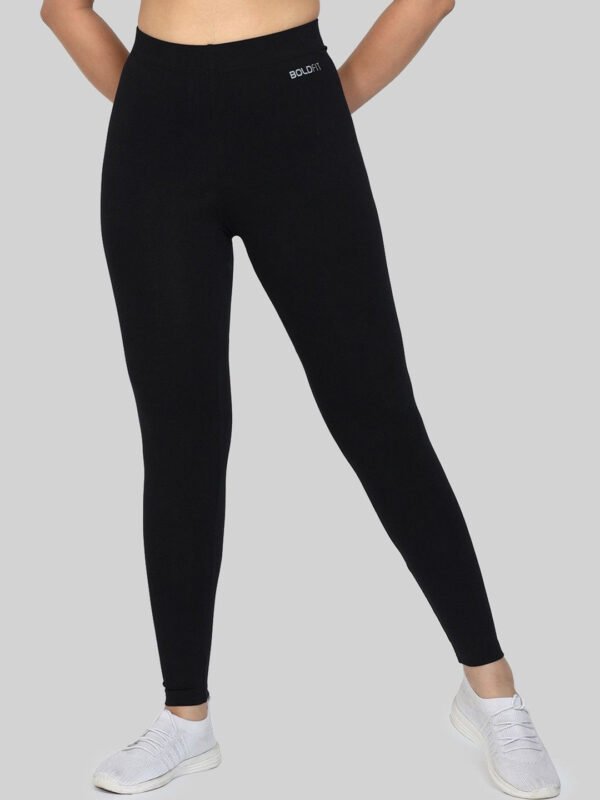 Black Women Cotton Ankle Length Stretchable Tights