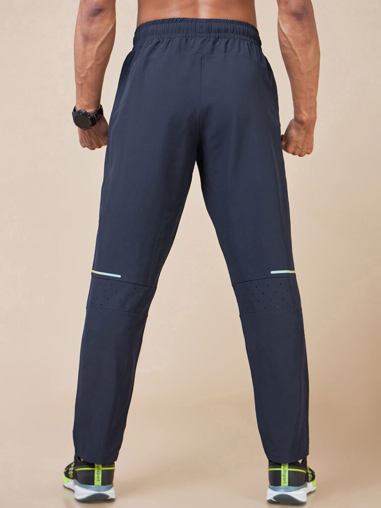 Navy Blue Men Train In Train Out Moisture Wicking Premium Trackpants view 3