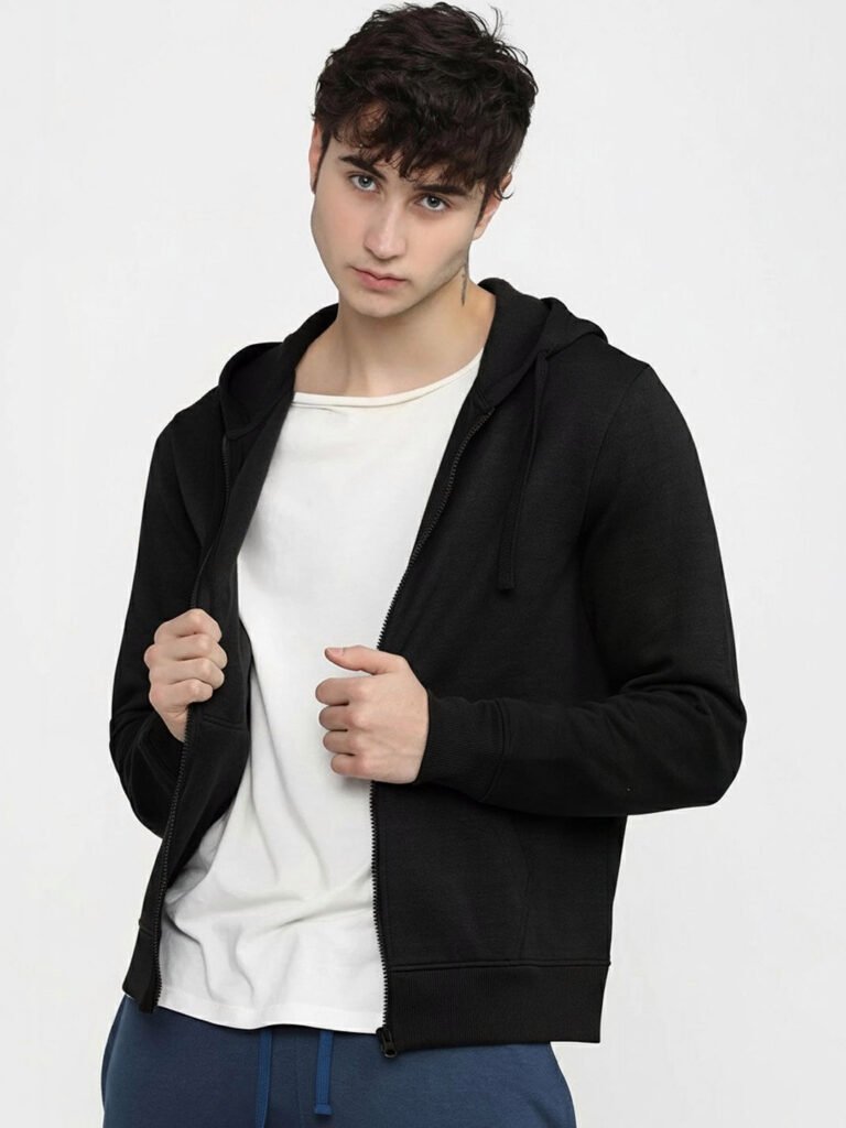 Black Men Hooded Sweatshirt view 5