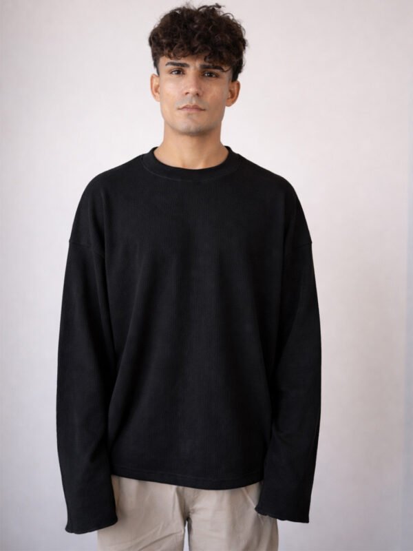 Black Men Drop-Shoulder Sleeves T-shirt