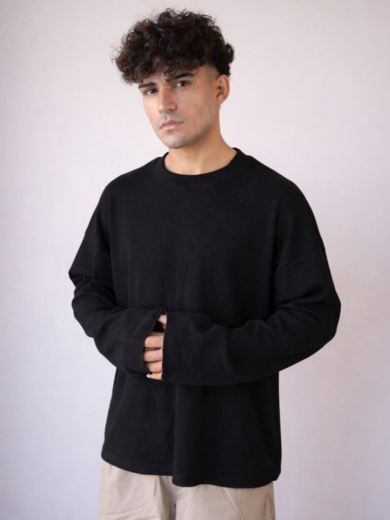 Black Men Drop-Shoulder Sleeves T-shirt view 4