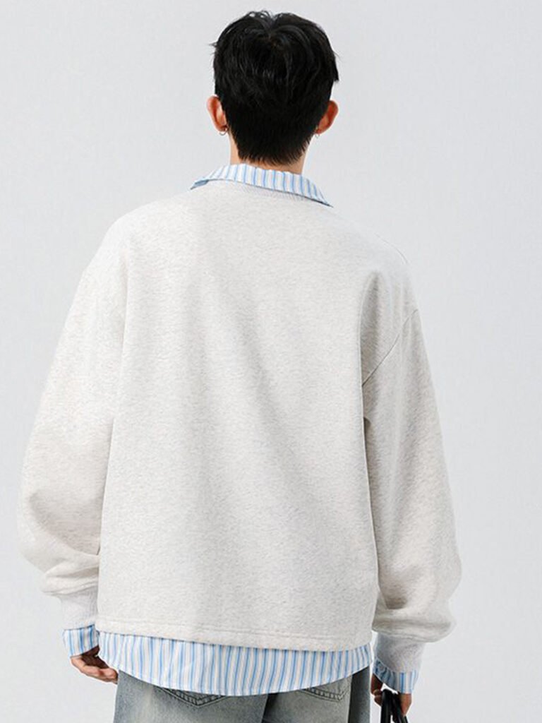 Grey Men Typography Printed Oversized Sweatshirt view 4